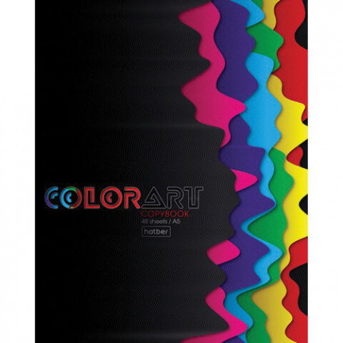 Тетрадь А5 48 л. HATBER скоба, клетка, глянцевая ламинация, ColorArt-New (5 видов в спайке), 48Т5лВ1