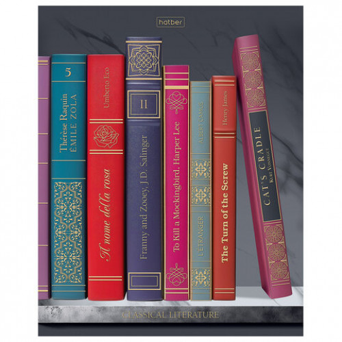 Тетрадь А5 48л. HATBER скоба, клетка, Soft-touch ламинац, 3D фольга, Золотые страницы, 48Т5лофВ1