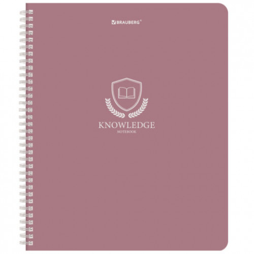 Тетрадь А5, 48 л., BRAUBERG, гребень, клетка, матовая ламинация, Knowledge (микс в спайке), 405324