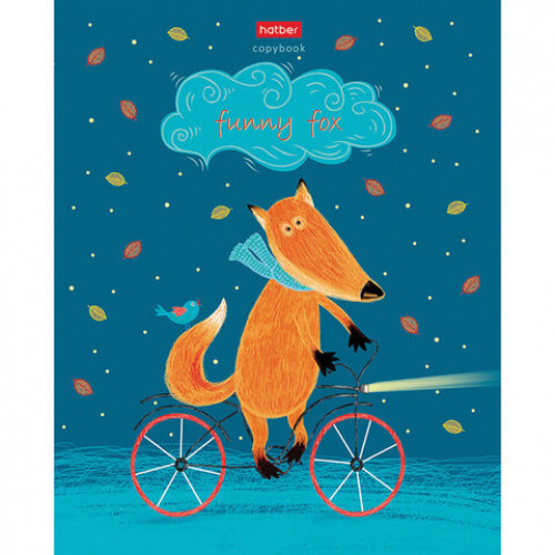 Тетрадь А5 48 л. HATBER скоба, клетка, матовая ламинация, Funny fox (5 видов в спайке), 48Т5лВ1
