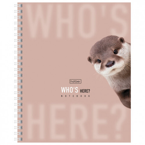 Тетрадь А5 48 л. HATBER гребень, клетка, Soft-touch ламинация, Кто здесь? (микс в спайке), 48Т5лВ1гр