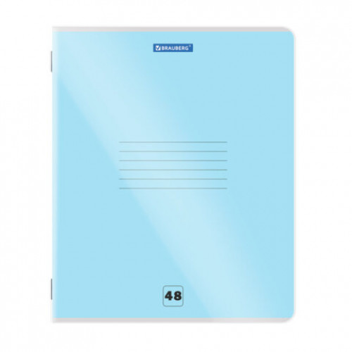 Тетрадь пластиковая обложка (прозрачная) А5 48 листов, скоба, клетка, BRAUBERG Smart Cover, АССОРТИ (микс в спайке), 405041