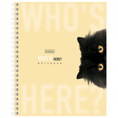 Тетрадь А5 48 л. HATBER гребень, клетка, Soft-touch ламинация, Кто здесь? (микс в спайке), 48Т5лВ1гр
