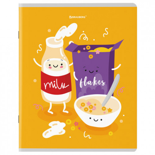 Тетради КОМПЛЕКТ 5 шт. А5, 48 л., BRAUBERG, скоба, клетка, TWIN лак, Funny Food, 404397