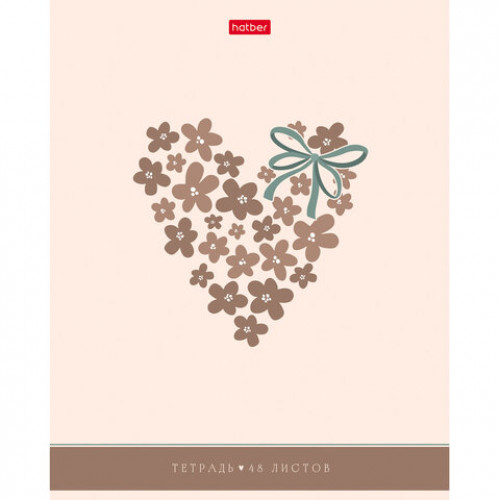 Тетрадь А5, 48 л., HATBER, скоба, клетка, soft-touch ламинация, тиснение, Нежное очарование (микс), 095022, 48Т5лтВ1