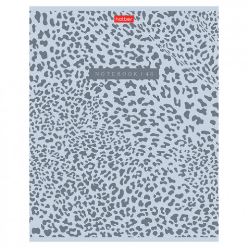 Тетрадь А5 48л. HATBER скоба, клетка, обложка картон, тиснение, LEO-принт (микс в спа, 48Т5тВ1