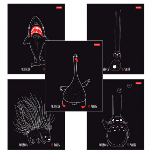 Тетрадь А5 48л. HATBER скоба, клетка, обложка картон, Нескучные герои (микс в спайке), 088361, 48Т5В1