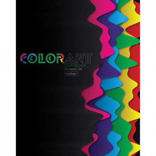 Тетрадь А5 48 л. HATBER скоба, клетка, глянцевая ламинация, ColorArt-New (5 видов в спайке), 48Т5лВ1