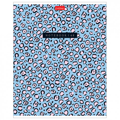 Тетрадь обложка пластик, А5 48л. скоба, клетка, HATBER, LEO-принт (микс в спайке), 09, 48Т5В1пл