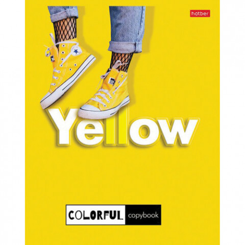 Тетрадь А5, 96 л., HATBER, скоба, клетка, выборочный лак, YELLOW, 96Т5вмВ1
