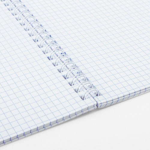 Тетрадь обложка пластик, А5, 96 л., гребень, клетка, фольга, МИНПРОМТОРГ, BRAUBERG, синяя, 405652