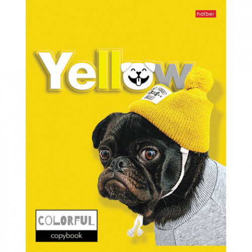 Тетрадь А5, 96 л., HATBER, скоба, клетка, выборочный лак, YELLOW, 96Т5вмВ1