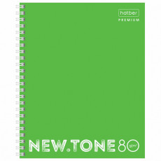 Тетрадь А5 80 л. HATBER Premium гребень, клетка, ламинация, бумага 80 г/м2, NEON ЛАЙМ, 80Т5лA1гр_00934