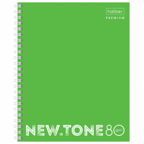 Тетрадь А5 80 л. HATBER Premium гребень, клетка, ламинация, бумага 80 г/м2, NEON ЛАЙМ, 80Т5лA1гр_00934
