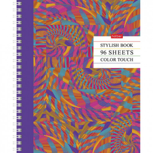 Тетрадь А5, 96 л., HATBER, гребень, клетка, глянцевая ламинация, Color touch, 96Т5лВ1гр