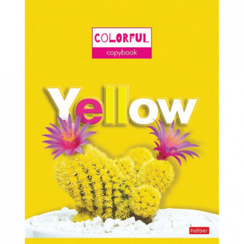 Тетрадь А5, 96 л., HATBER, скоба, клетка, выборочный лак, YELLOW, 96Т5вмВ1