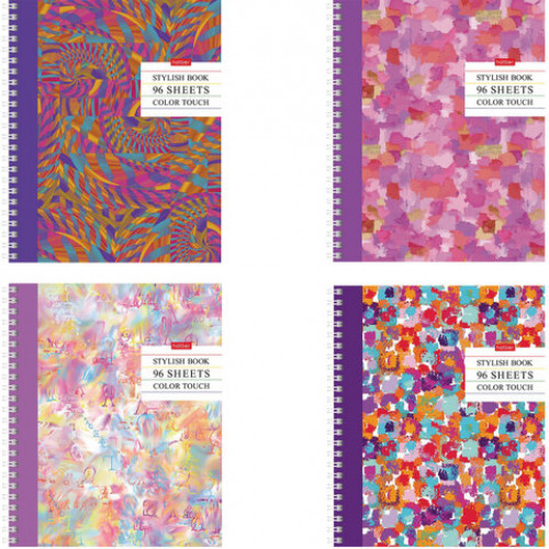 Тетрадь А5, 96 л., HATBER, гребень, клетка, глянцевая ламинация, Color touch, 96Т5лВ1гр
