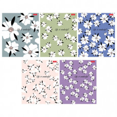 Тетрадь А5, 96 л., HATBER, скоба, клетка, тиснение, Музыка цветов (микс в спайке), 093165, 96Т5тВ1