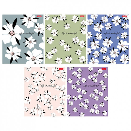 Тетрадь А5, 96 л., HATBER, скоба, клетка, тиснение, Музыка цветов (микс в спайке), 093165, 96Т5тВ1