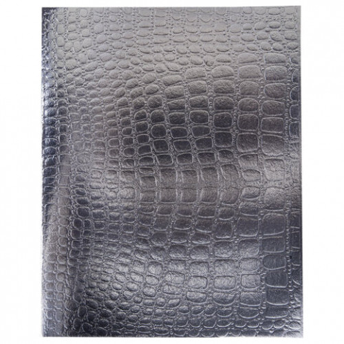 Тетрадь бумвинил А5 96л. скоба, офсет №1, клетка, с полями, HATBER, СЕРЕБРО Metallic, 96Т5бвВ1