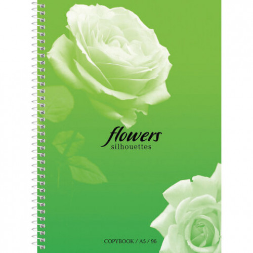 Тетрадь А5, 96 л., HATBER ECO, гребень, клетка, обложка картон, Цветы (4 вида в спайке), 96Т5C1гр