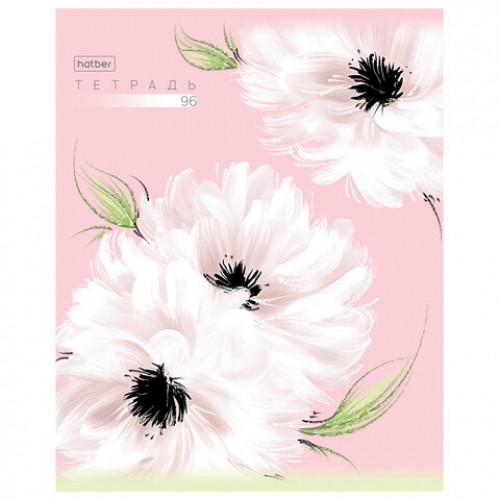 Тетрадь А5 96л. HATBER скоба, клетка, тиснение, Красочные лепестки (микс в спайке), 0, 96Т5тВ1