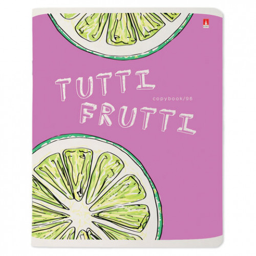 Тетрадь А5 96 л. АЛЬТ скоба, клетка, гибридный лак, Fresh & Fruity (5 видов), 7-96-1159