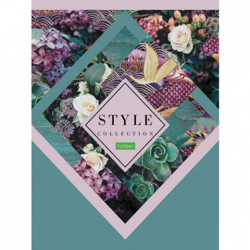 Тетрадь А5, 96 л., HATBER ECO, скоба, клетка, обложка картон, Style collection, 96Т5C1