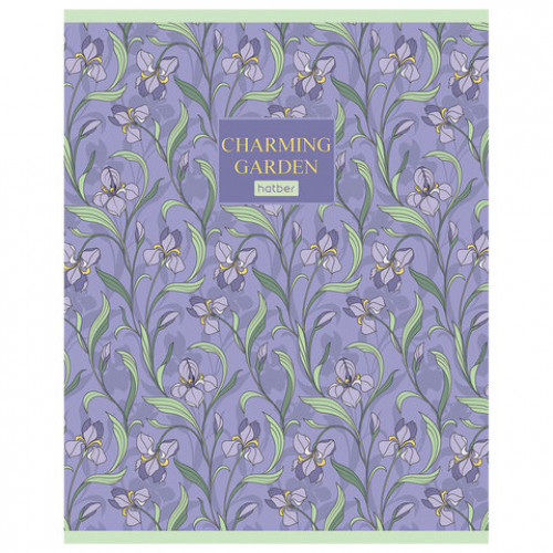 Тетрадь А5, 96 л., HATBER, скоба, клетка, матовая ламинация, Charming garden (5 видов), 96Т5лВ1