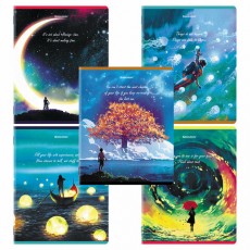 Тетради КОМПЛЕКТ 5 шт., А5, 96 л., BRAUBERG, скоба, клетка, глянцевый лак, Dream World, 404402