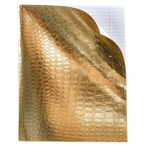 Тетрадь бумвинил А5 96л. скоба, офсет №1, клетка, с полями, HATBER, ЗОЛОТО Metallic C, 96Т5бвВ1