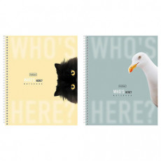 Тетрадь А5 96л. HATBER спираль, клетка, матовая ламинация, Кто здесь? (микс в спайке), 96Т5лВ1сп