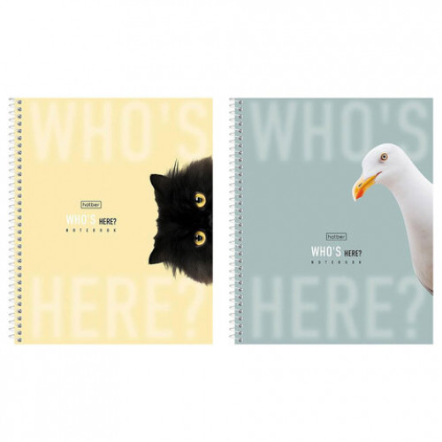 Тетрадь А5 96л. HATBER спираль, клетка, матовая ламинация, Кто здесь? (микс в спайке), 96Т5лВ1сп