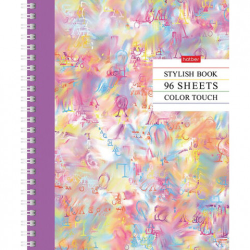 Тетрадь А5, 96 л., HATBER, гребень, клетка, глянцевая ламинация, Color touch, 96Т5лВ1гр