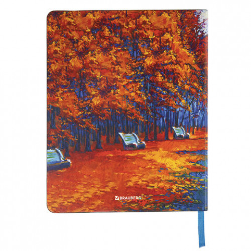 Тетрадь А5 (168х208 мм), 80 л., сшивка, клетка, под кожу, BRAUBERG VISTA, Autumn, 403927