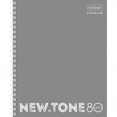 Тетрадь А5 80 л. HATBER Premium гребень, клетка, глянцевая ламинация, NEWtone PASTEL Серый жемчуг, T388136, 80Т5лA1гр_05054