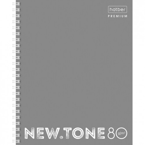 Тетрадь А5 80 л. HATBER Premium гребень, клетка, глянцевая ламинация, NEWtone PASTEL Серый жемчуг, T388136, 80Т5лA1гр_05054