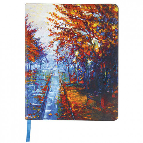 Тетрадь А5 (168х208 мм), 80 л., сшивка, клетка, под кожу, BRAUBERG VISTA, Autumn, 403927
