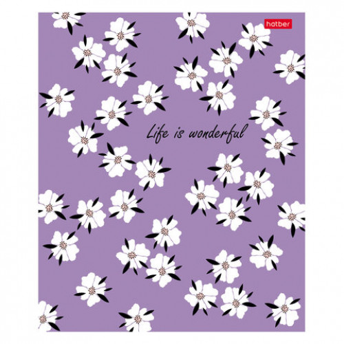 Тетрадь А5, 96 л., HATBER, скоба, клетка, тиснение, Музыка цветов (микс в спайке), 093165, 96Т5тВ1