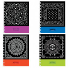 Тетрадь А5, 80 л., HATBER VK, спираль, клетка, обложка картон, BANDANA STYLE (4 вида), 80Т5C1сп, T280454 Тетрадь А5, 80 л., HATBER VK, спираль, клетка, обложка картон, BANDANA STYLE (4 вида), 80Т5C1сп, T280454
