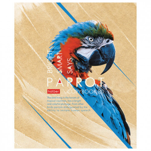 Тетрадь А5, 80 л., HATBER, скоба, клетка, выборочный лак, Birds (5 видов), 80Т5вмВ1