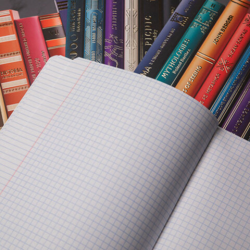 Тетрадь А5, 96 л., HATBER, скоба, клетка, Soft-touch ламинация, 3D-фольга, Золотые страницы (микс), 093473, 96Т5лофВ1