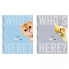 Тетрадь А5 96л. HATBER спираль, линия, матовая ламинация, Кто здесь? (микс в спайке),, 96Т5лВ2сп