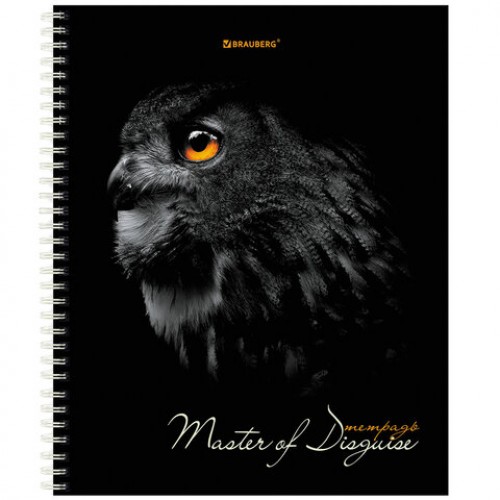 Тетрадь А5 96 л. BRAUBERG, гребень, клетка, твёрдая обложка, Совы (микс в спайке), 404443
