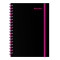 Тетрадь обложка пластик, А5 80 л., спираль пластик, резинка, клетка, BRAUBERG, черный/розовый, 405384