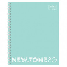 Тетрадь А5 80 л. HATBER Premium гребень, клетка, глянцевая ламинация, NEWtone PASTEL Мята, 80Т5лA1гр_05039