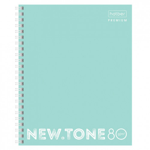 Тетрадь А5 80 л. HATBER Premium гребень, клетка, глянцевая ламинация, NEWtone PASTEL Мята, 80Т5лA1гр_05039