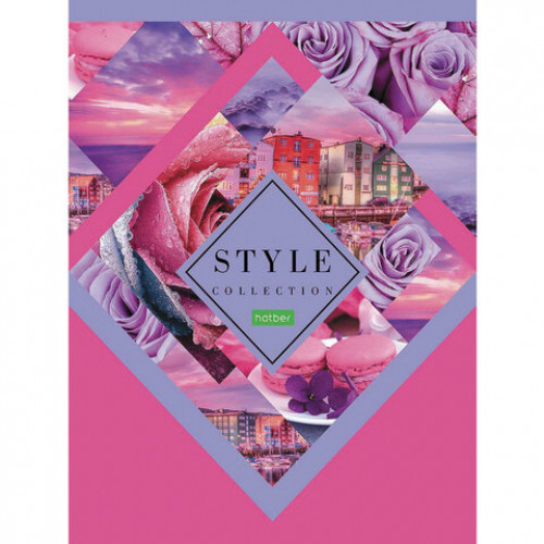 Тетрадь А5, 96 л., HATBER ECO, скоба, клетка, обложка картон, Style collection, 96Т5C1