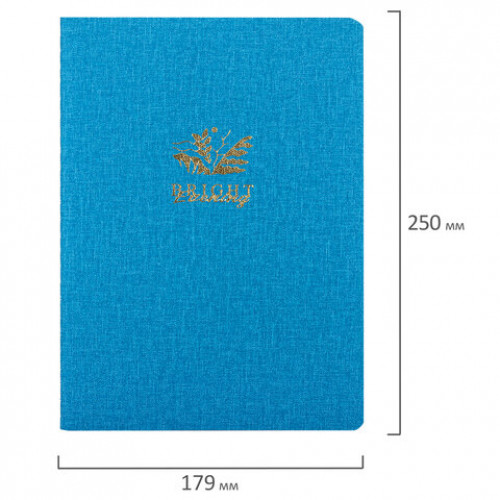 Тетрадь 60 л. в точку обложка кожзам под рогожку, сшивка, B5 (179х250мм), ГОЛУБОЙ, BRAUBERG BRIGHT, 403849