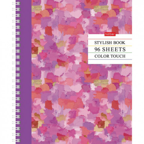 Тетрадь А5, 96 л., HATBER, гребень, клетка, глянцевая ламинация, Color touch, 96Т5лВ1гр